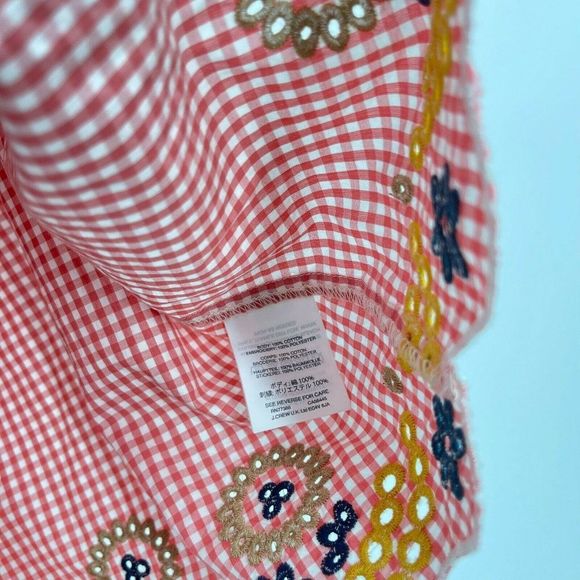 Madewell Tank Top Red White Embroidered Checkered Gingham Sleeveless Size XS - Picture 5 of 7